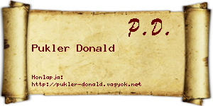 Pukler Donald névjegykártya